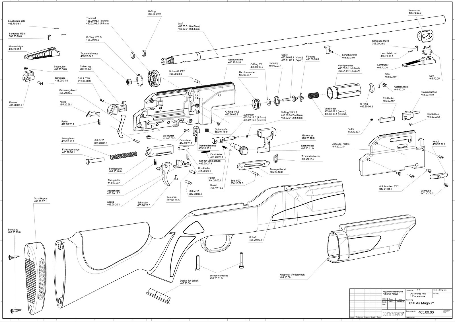 Onderdeeltekening Hammerli 850 AIRMAGNUM